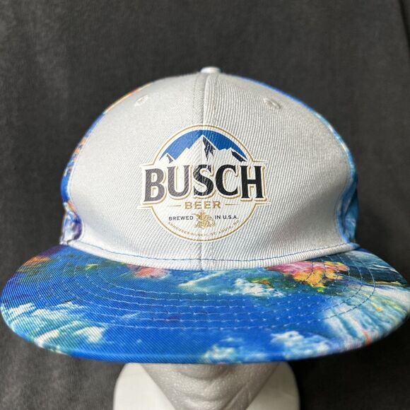 Busch Beer SnapBack Adjustable Hat Blue Camouflage Cap - Picture 1 of 8
